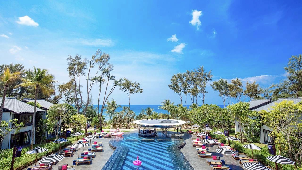 long pool and sea at baba beach club phuket
