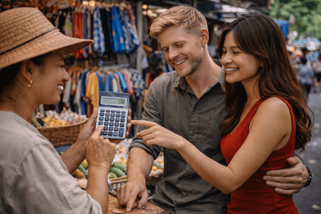 一个穿着衬衫的男人和他的女孩试图对付沙勒