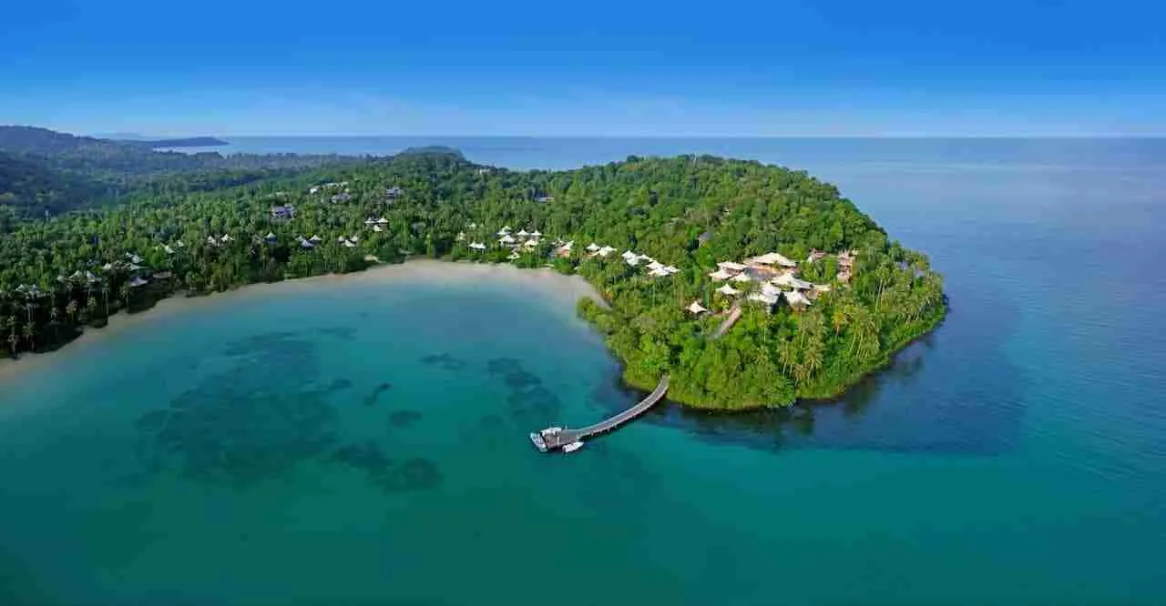 aerial view of Soneva Kiri resort in Koh Kood island Thailand