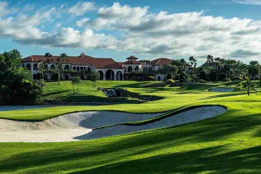 golf course and main building of Amata spring country club in Chonburi Thailand