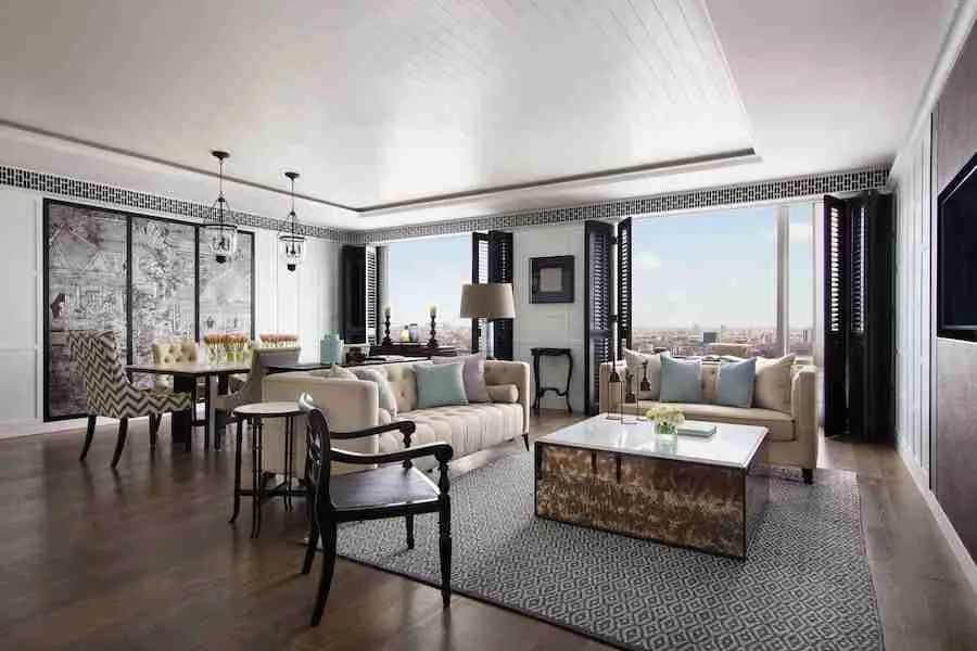 luxury interior of the presidential suite at the Bangkok Marriott Surawongse hotel