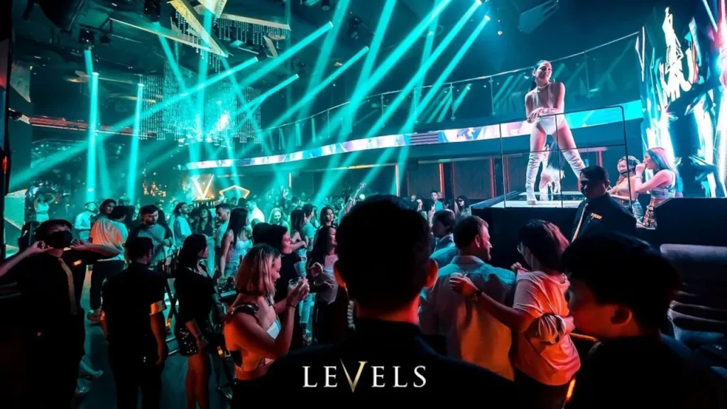 big party at the levels club bangkok with dancers and singer