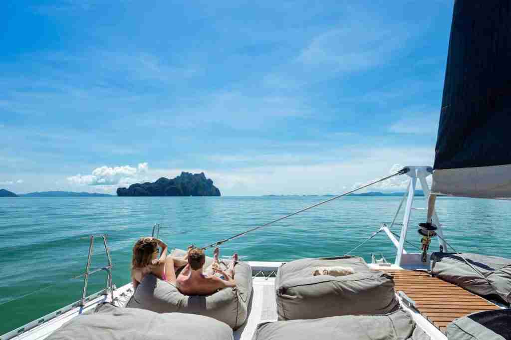 couple on a private yacht cruise in Thailand