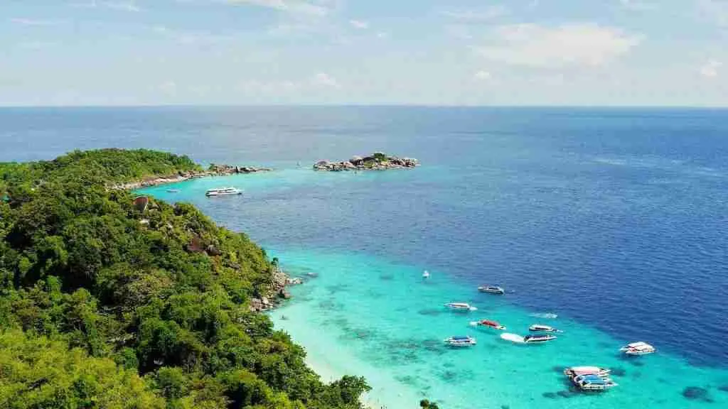 diving boats around Similan Islands in Thailand