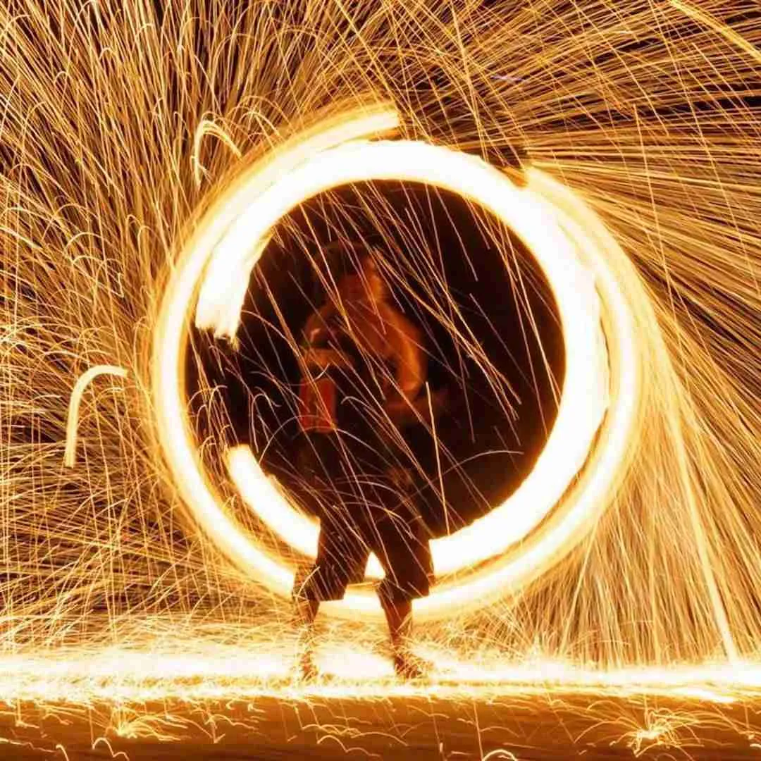 fire show on a beach in Thailand