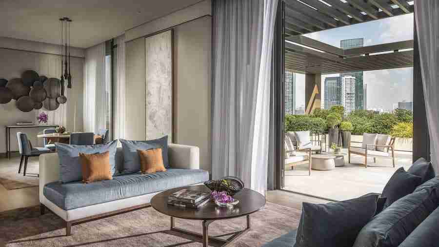 interior of the presidential suite at the Four Seasons Hotel in Bangkok