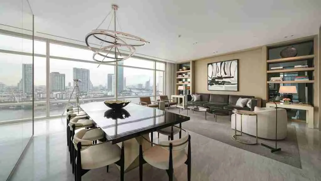 living room of a residence at the four seasons residences in Bangkok