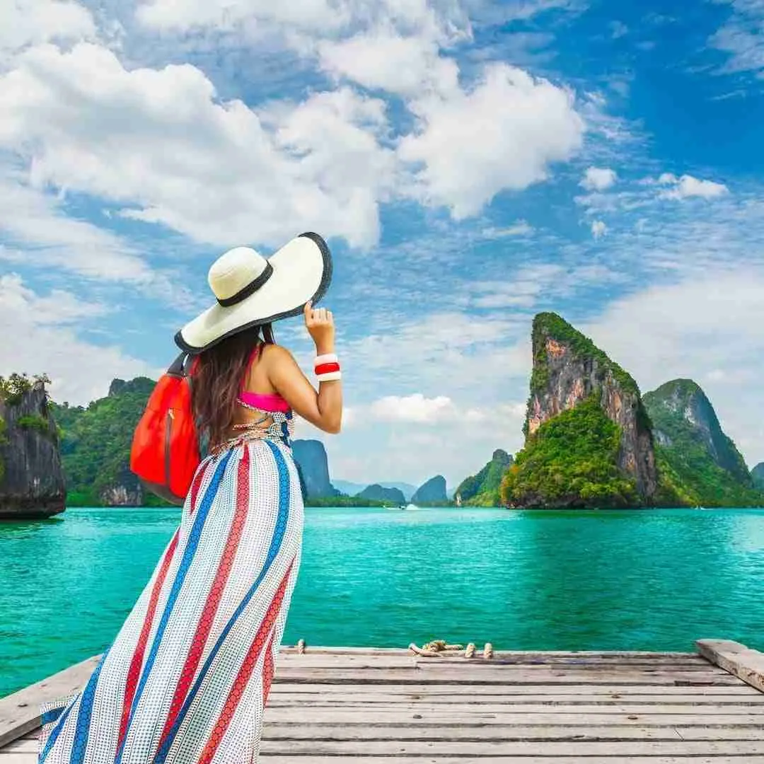 girl watching the sea in Thailand