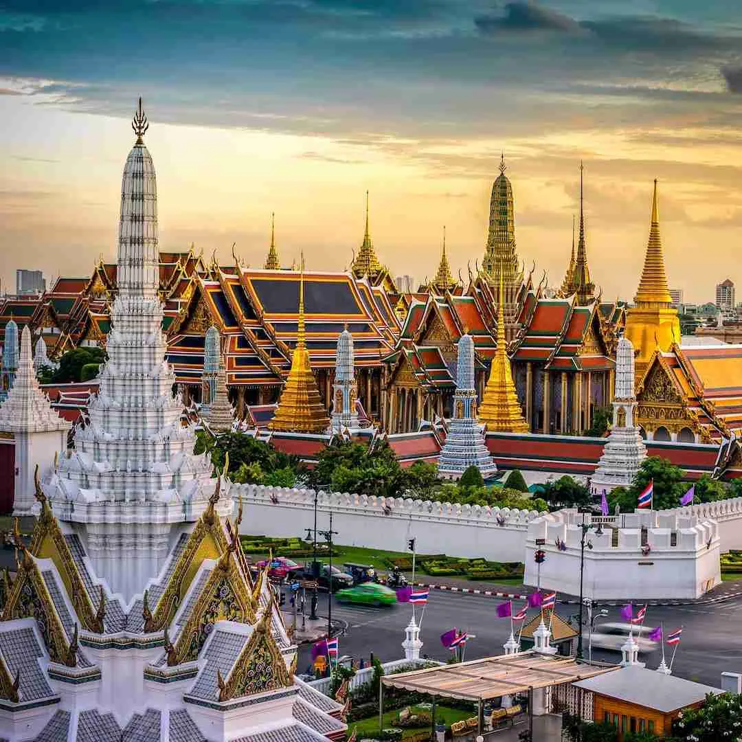 grand palace in Bangkok during the sunset