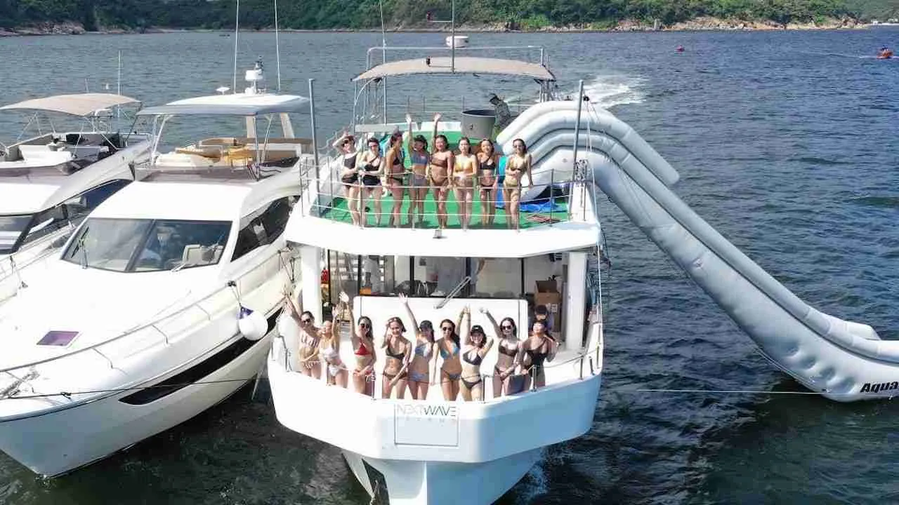hot girls on three boat during a boat party in Pattaya