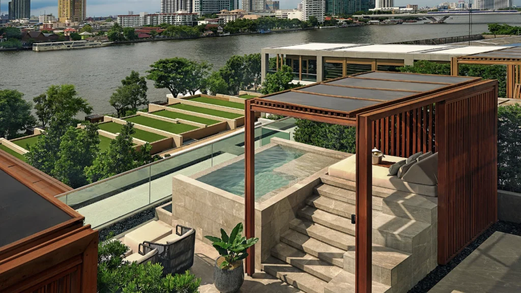 private pool and jacuzzi in verandah room at capella bangkok hotel