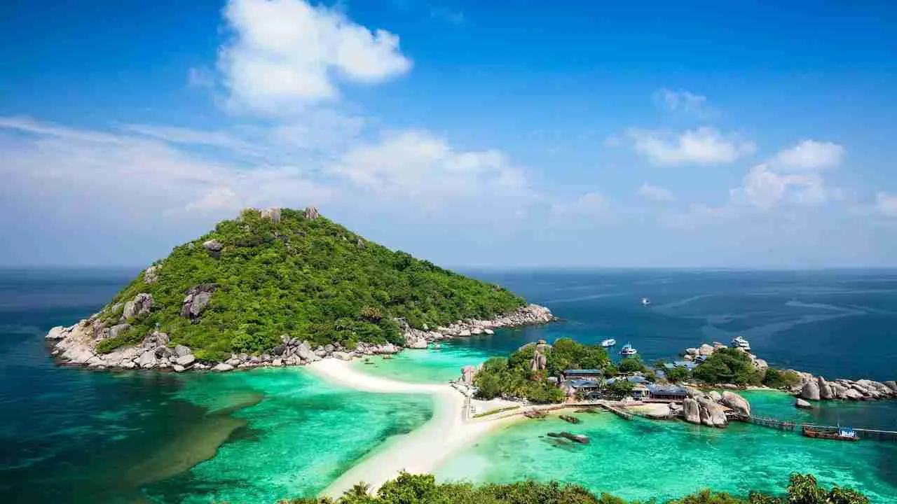 blue water and Koh Samui island in Thailand