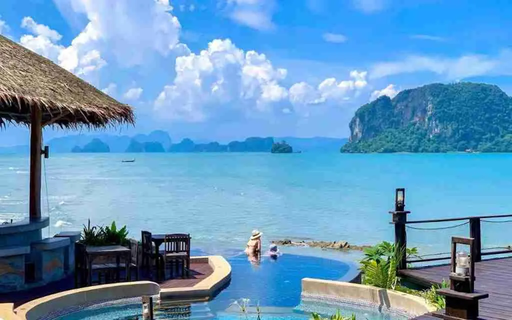 pool resort with sea view at Koh Yao Yai island in Thailand