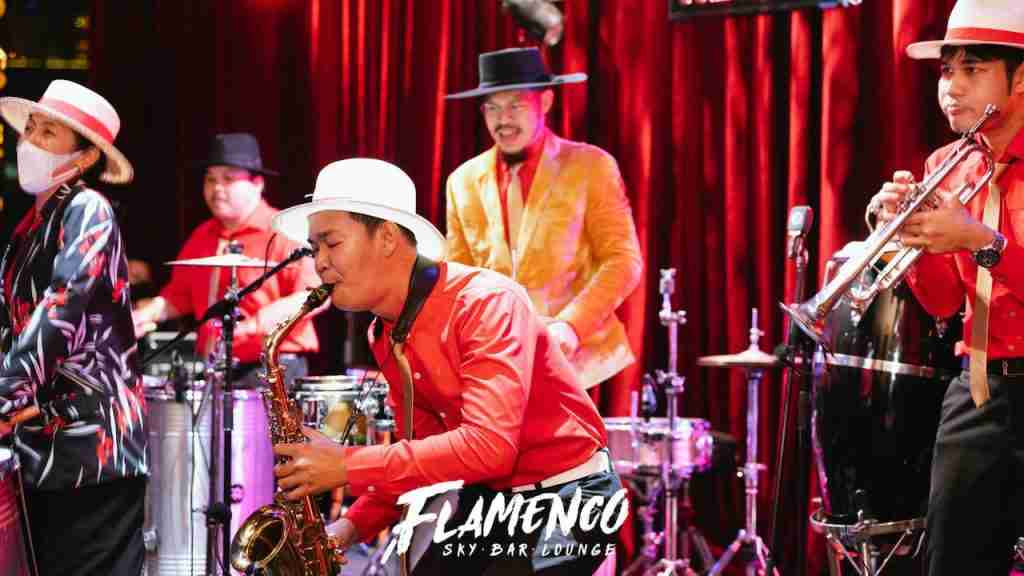 live band playing latino music at Flamenco bar in Bangkok