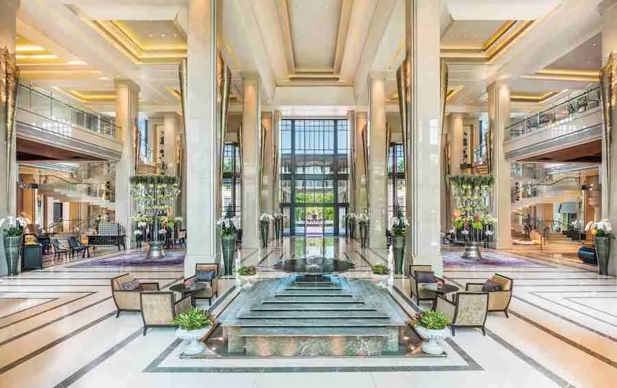 lobby of the luxury hotel Siam Kempinski in Bangkok