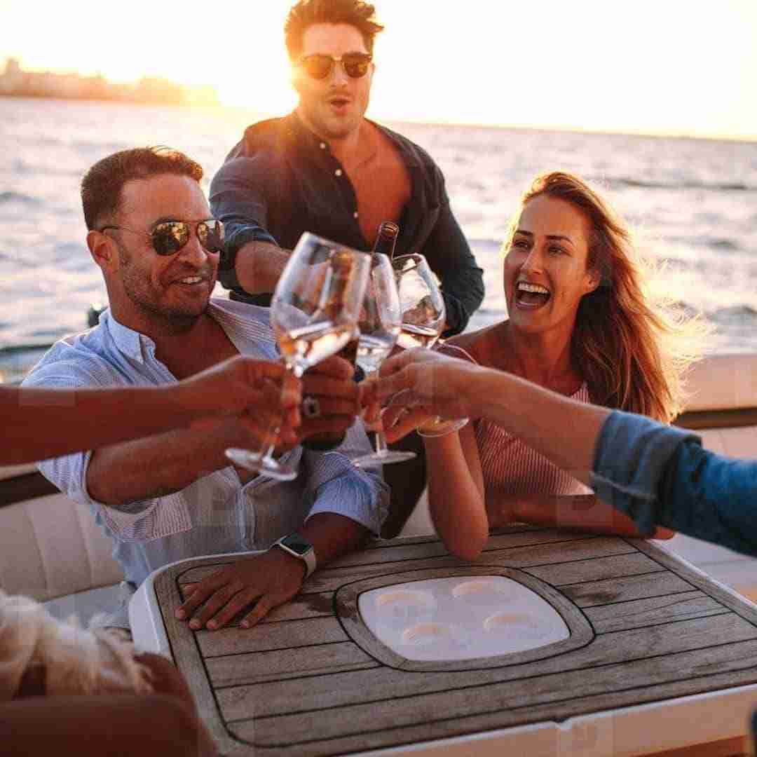 people drinking during a boat party in Thailand