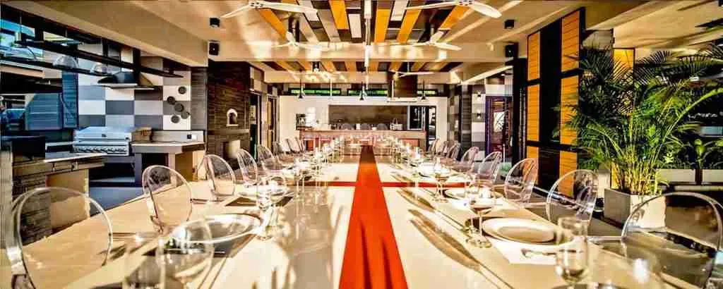 large table in the living room of a luxury party villa in Pattaya Thailand