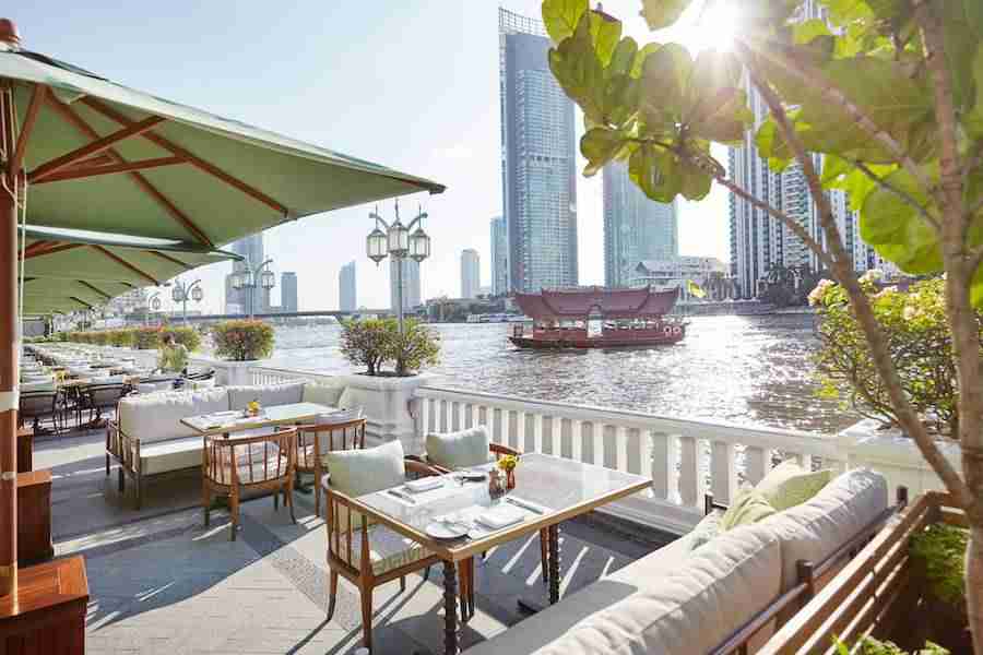 river side terrace at the Mandarin Oriental Bangkok hotel