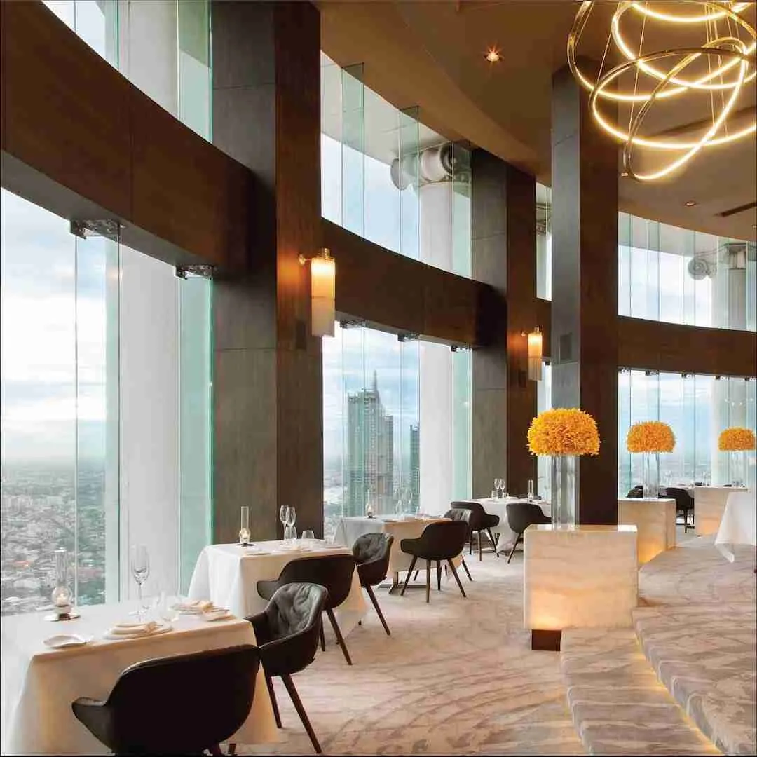 interior of Mezzaluna Michelin Star restaurant in Bangkok