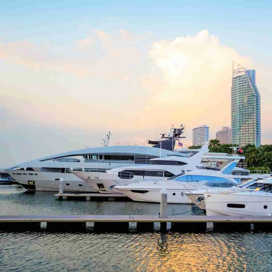 motor yacht at the ocean marina in pattaya thailand