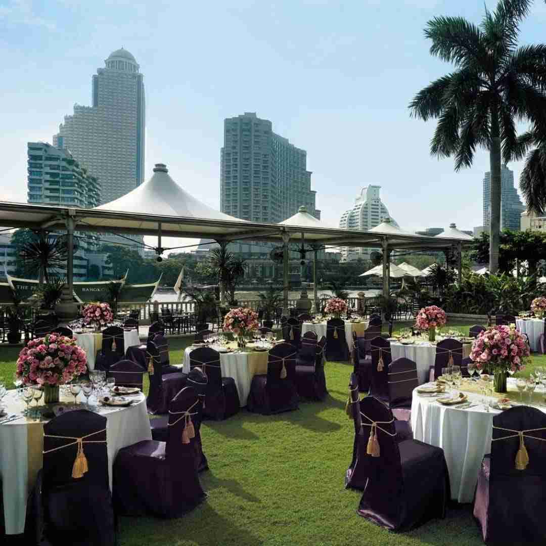 banquet set up at the garden of the Peninsula hotel in Bangkok Thailand