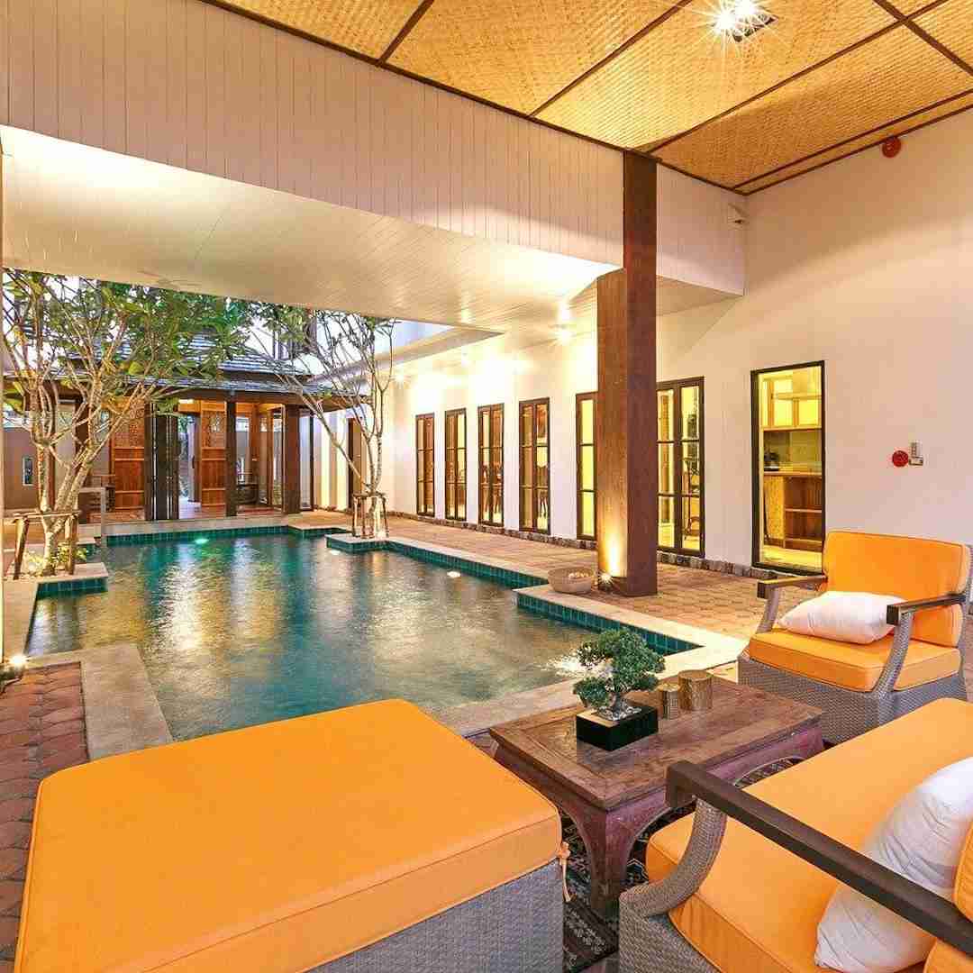 private pool of a luxury villa outside of Bangkok Thailand