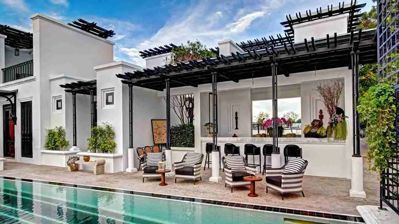 outdoor private pool of the luxury villa at The Siam Hotel in Bangkok