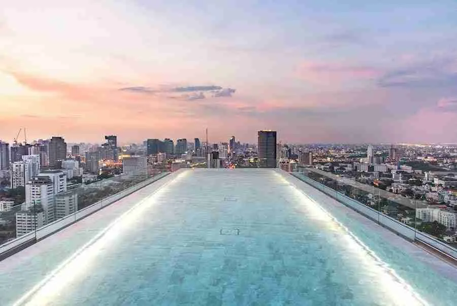 rooftop pool of the 137 Pillars Suites and Residences in Bangkok