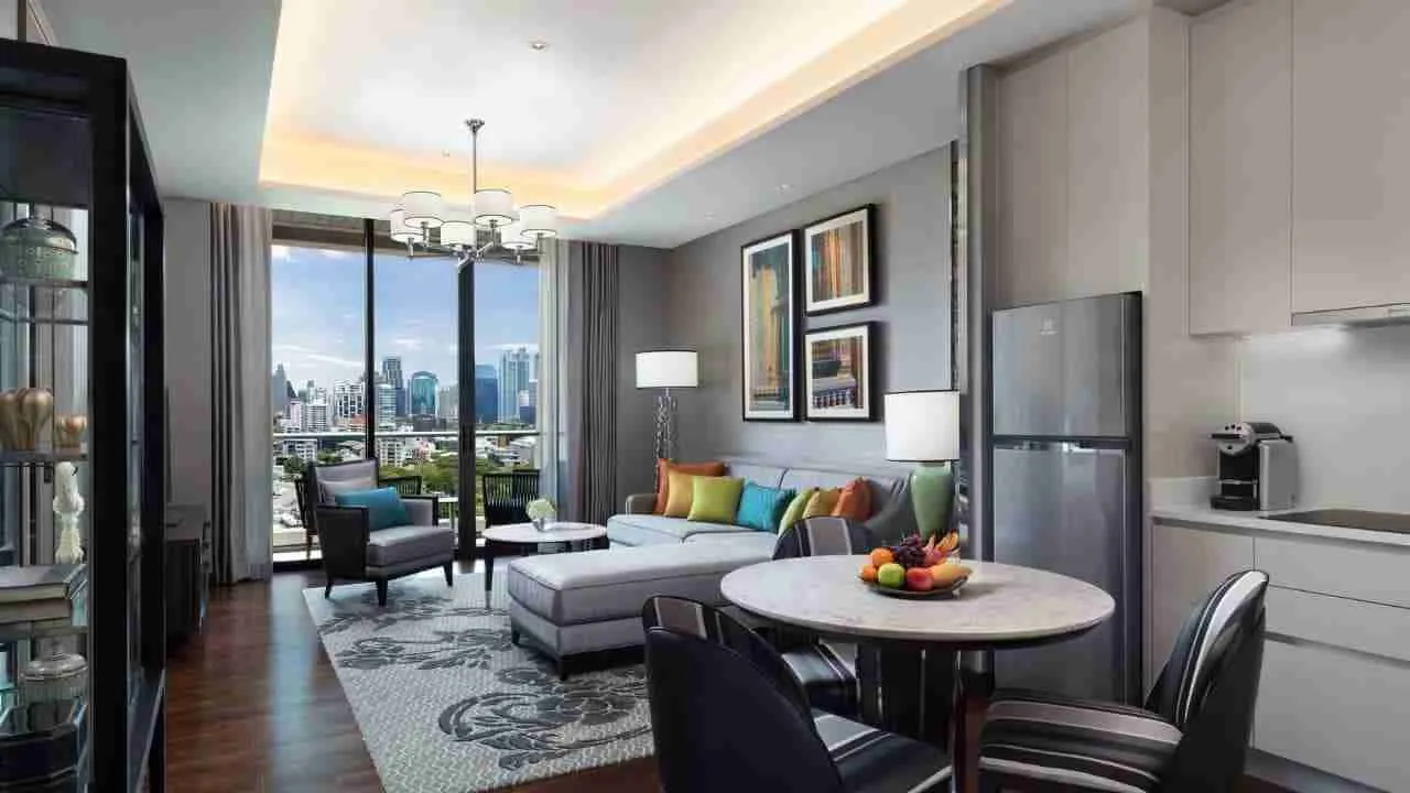 kitchen and living room from Sindhorn Kempinski hotel in Bangkok