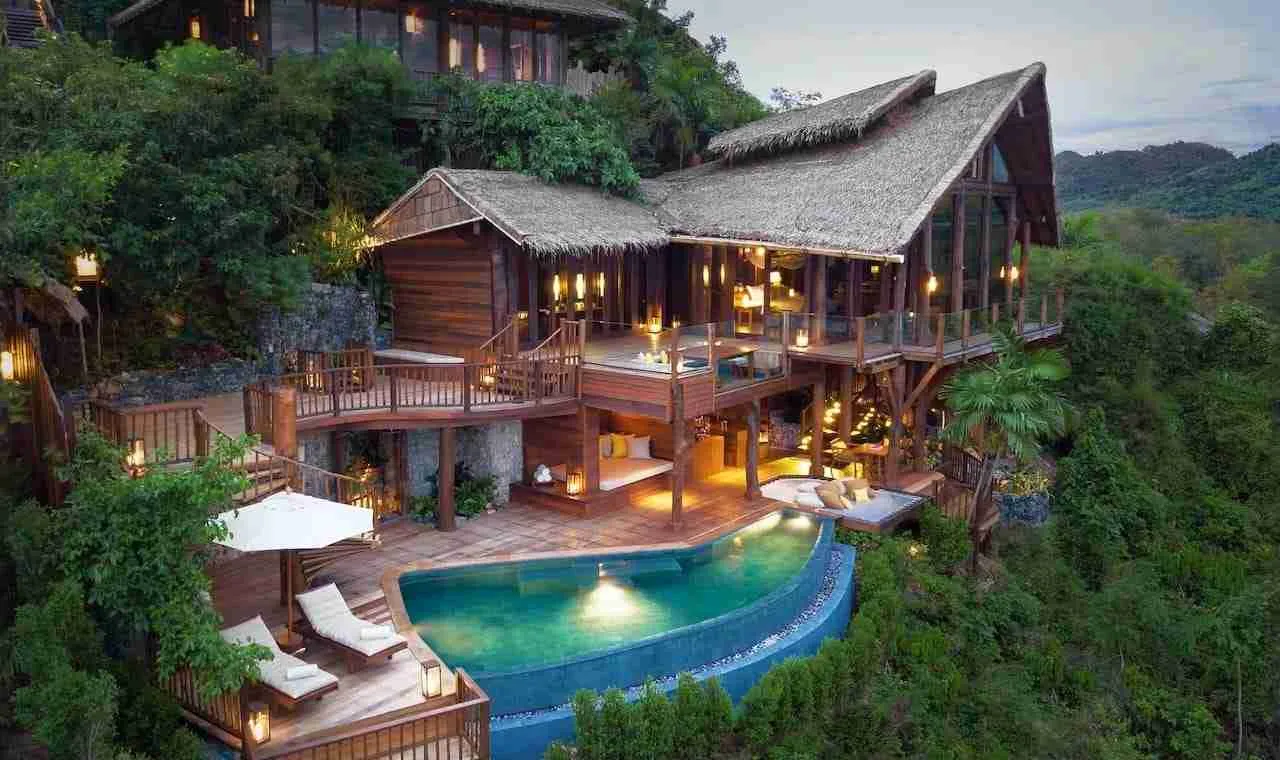 aerial view of a luxury villa at Six Sense resort in Yao Noi Thailand
