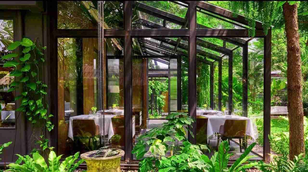 patio at Suhring Michelin Star restaurant in Bangkok