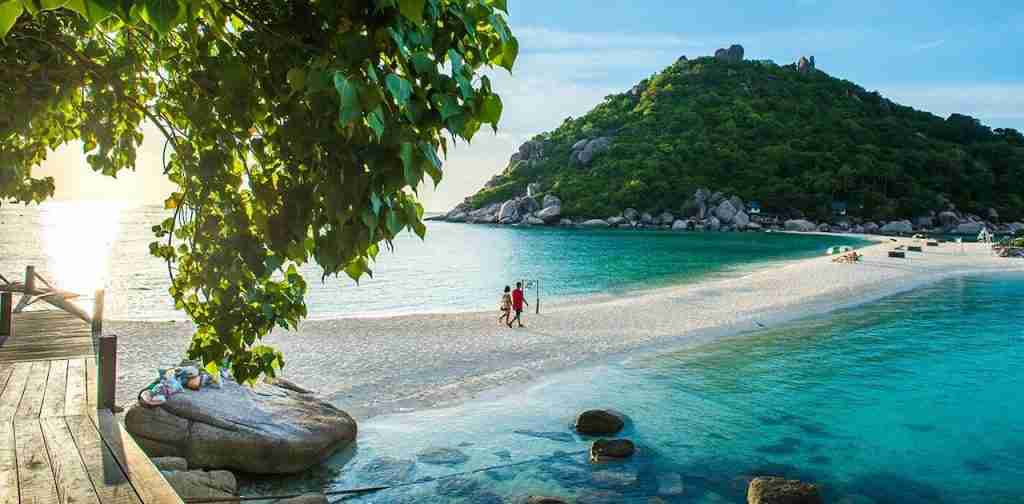 sunset over a sand strip in Koh Tao island in Thailand