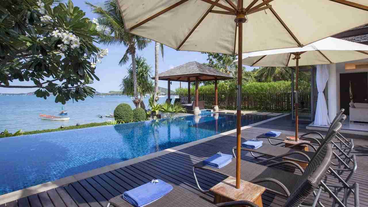 sea view from Leelawadee beach villa pool in Koh Samui Thailand