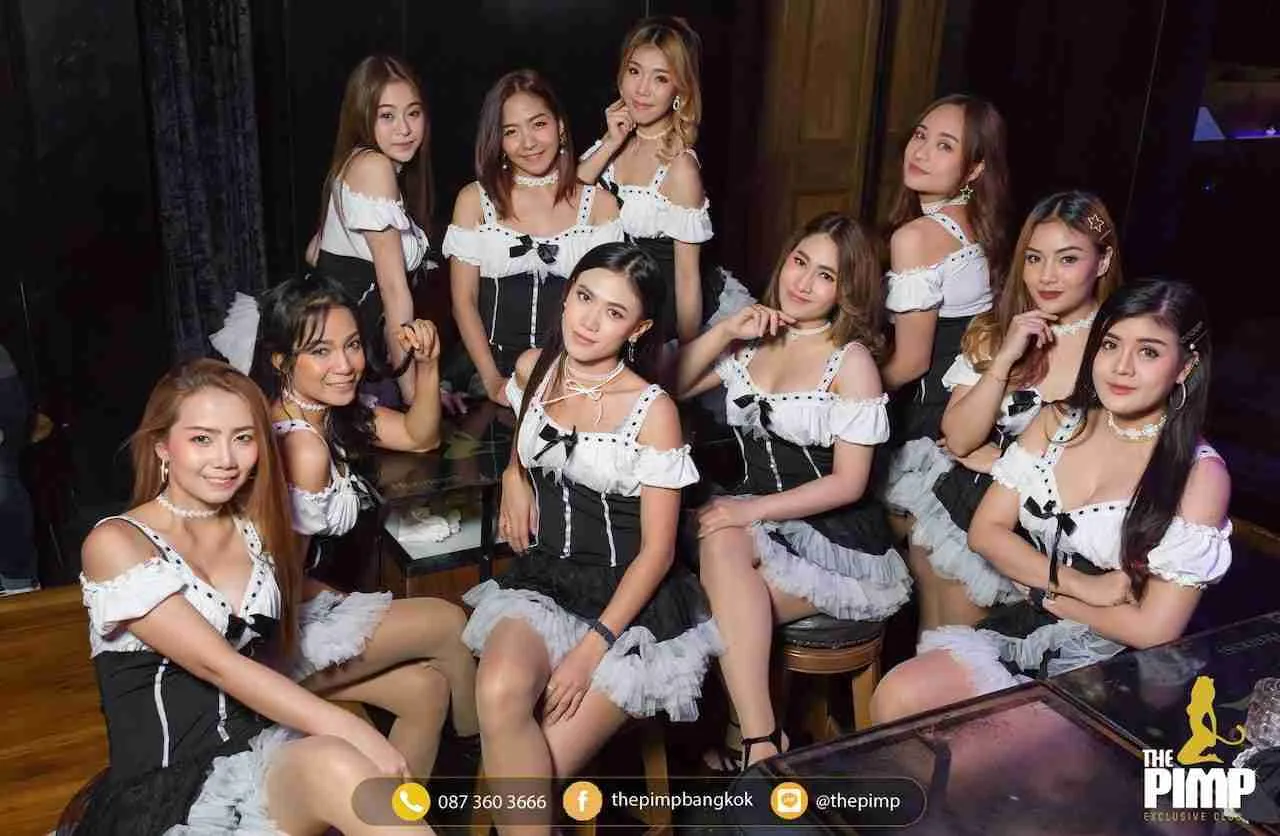The PIMP Bangkok hostesses dressed as sexy maid in lingerie