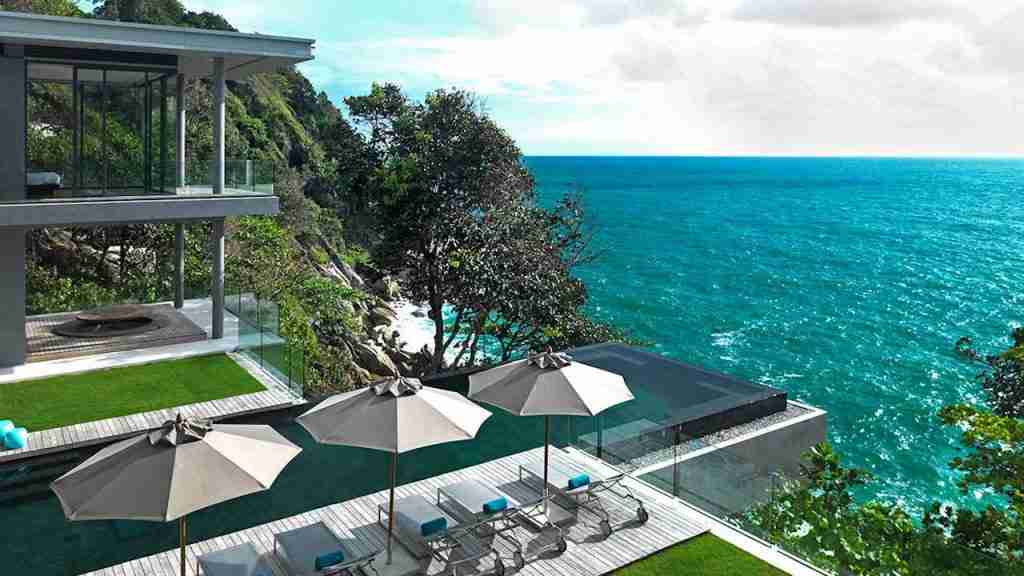 infinity pool with sea view of Villa Amanzi at Kamala in Phuket Thailand