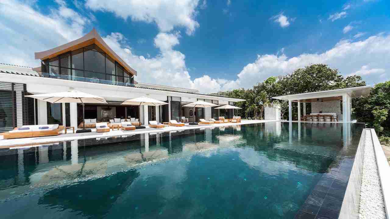 swimming pool area of Villa Amarapura at Cape Yamu in Phuket Thailand