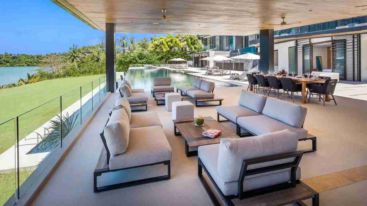 poolside terrace with sea view at Villa Amaravida in Phuket Thailand