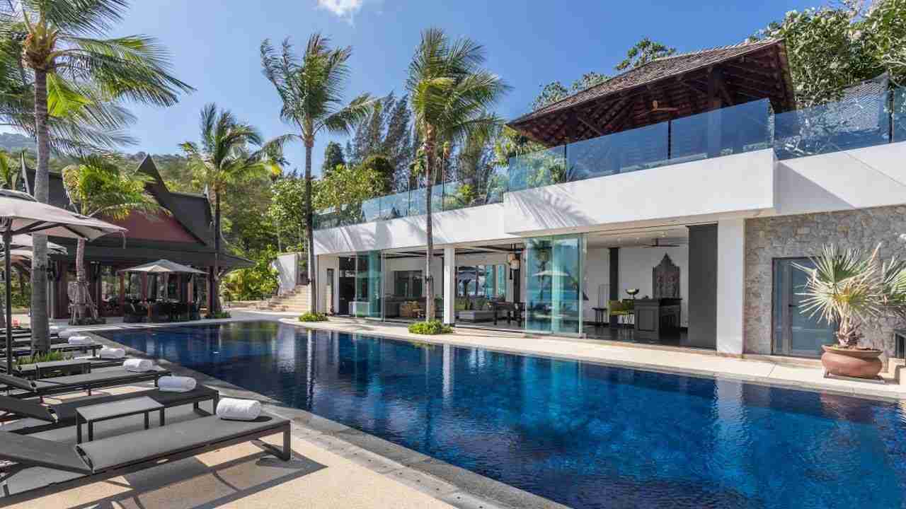 pool area of Villa Purissara in Kamala beach in Phuket Thailand