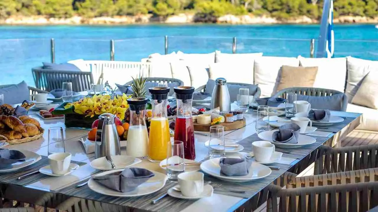 vip breakfast on a luxury yacht in Thailand