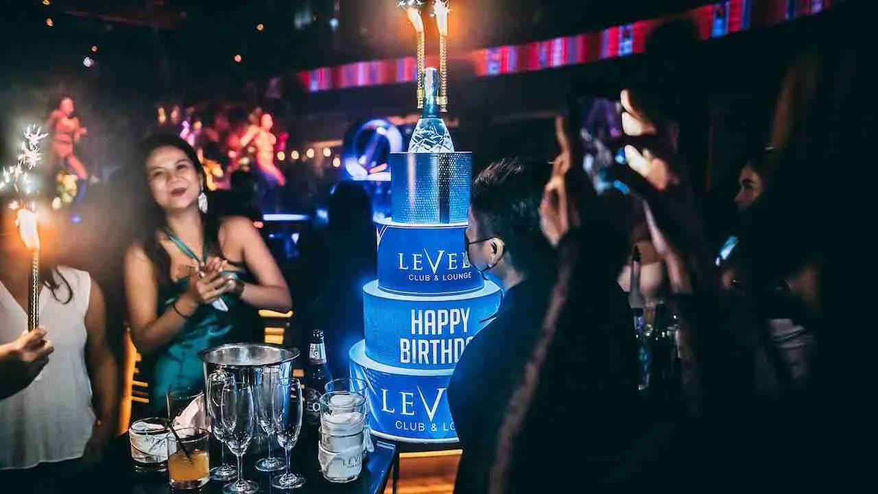 VIP table at Level Nightclub in Bangkok for a birthday